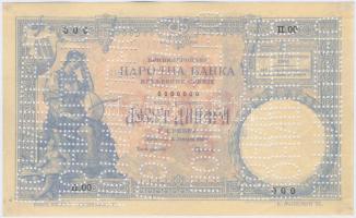 Szerbia 1893. 10D "P.00 000" sorozat és sorszámmal, ismeretlen cirill "PONISTENO" (érvénytelenítve) perforációkkal T:I-,II (hajtatlan, rajzszögnyomok) Serbia 1893. 10 Dinara with "P.00 000" serial number and unknown Cyrillic "PONISTENO" (cancelled) perforations C:AU,XF (unfolded, pinholes)  Krause 10