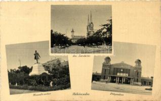 Békéscsaba, Kossuth szobor, Szent István tér, vasútállomás (ázott / wet damage)