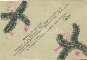 WWII Hungarian military greeting card, Christmas, handmade (EB)
