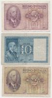 Olaszország 1935-1939. 5L (2x) + 10L T:III Italy 1935-1939. 5 Lire (2x) + 10 Lire C:F Krause 25,28
