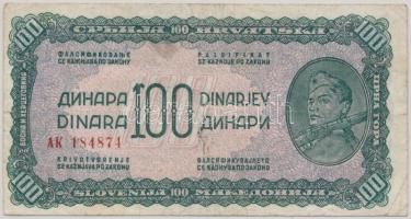Jugoszlávia 1944. 100D T:III Yugoslavia 1944. 100 Dinara C:F Krause 53