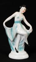 Porcelán táncoló gésa, hibátlan, jelzett, m: 15 cm