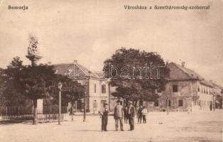 Somorja, Városháza, szentháromság szobor; Goldstein József kiadása / town hall, trinity (EK)