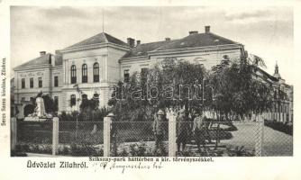 Zilah, Szikszay-park, törvényszék; Seres Samu kiadása / park, court