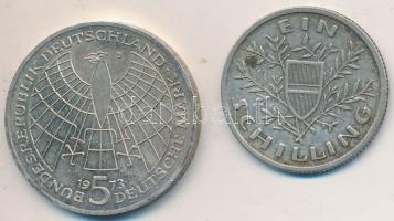 Ausztria 1926. 1Sch Ag + NSZK 1973J 5M Ag "Kopernikusz" T:2,2- Austria 1926. 1 Schilling Ag + GFR 1973J 5 Mark "Birth of Nicholas Copernicus" C:XF,VF