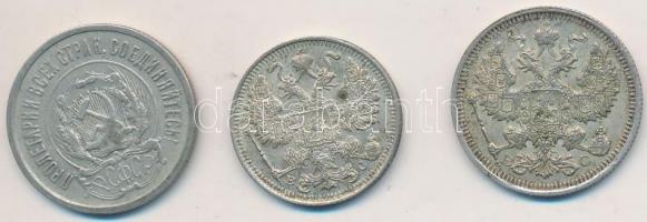 Oroszország 1916-1917. 15k Ag + 20k Ag + Szovjetunió 1923. 20k T:2,2-
Russia 1916-1917. 15 Kopeks Ag...