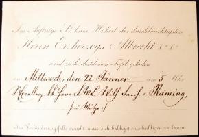 cca 1850-1876 4 db német és francia nyelvű meghívó Wilhelm Ramming von Riedkirchen báró, osztrák táb...