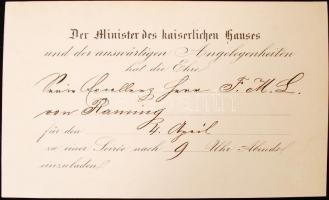 cca 1850-1876 4 db német és francia nyelvű meghívó Wilhelm Ramming von Riedkirchen báró, osztrák táb...