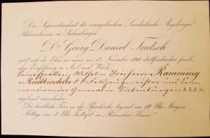 cca 1850-1876 4 db német és francia nyelvű meghívó Wilhelm Ramming von Riedkirchen báró, osztrák táb...