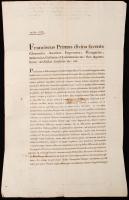 1816 I. Ferenc császár saját kézzel aláírt rendelete, melyben a Napóleoni háborúk miatti károk helyr...