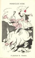 Menekülés Nisbe - a piszlicsár és fővezére / WWI Anti-Serbian propaganda, King Peter of Serbia, mocking postcard (EK)