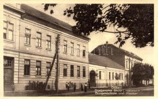 Hódság, Odzaci; Bürgerschule und Kloster / Gradjanska skola i manastir; naklada F. Pfister / school and church