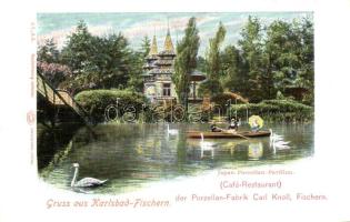 Karlovy Vary, Karlsbad; Fischern, Japan Porzellan-Pavillon (café restaurant) der Porzellan-Fabrik Carl Knoll / porcelain pavillon  (cut)