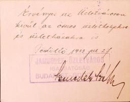 1933 Gödöllő Jamboree üzletváros fényképes igazolvány izraelita vendéglős részére / Jamboree documen...