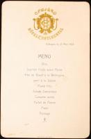 1903 Budapest Hotel Continental menükártya