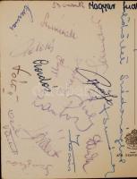 1955 Az Aranycsapat tagjai (Puskás, Buzánszky, Grosics, Bozsik...) által aláírt képeslap a stockholm...
