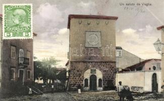 Krk, Veglia; Main square, clock tower (Rb)