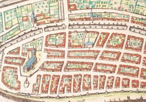 1581 Campen német város rézmetszetű képe, Megjelent: Braun, G. - Hogenberg, F. Civitates Orbis Terra...