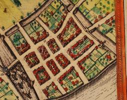 1581 Campen német város rézmetszetű képe, Megjelent: Braun, G. - Hogenberg, F. Civitates Orbis Terra...