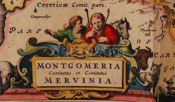 1645 Joan Blaeu: Montgomeria Comitatus et Comitatus Mervinia. Rézmetszetű térkép, hátoldalt a város ...