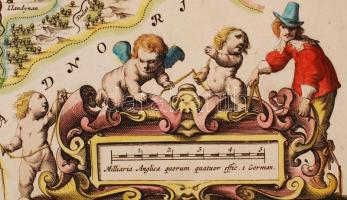 1645 Joan Blaeu: Montgomeria Comitatus et Comitatus Mervinia. Rézmetszetű térkép, hátoldalt a város ...