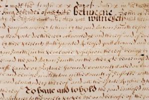 1661 Tulajdonátruházási szerződés Angliában, Suffolk megyében aldertoni ingatlan ügyében. Pergamenre...