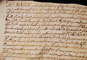 1706 Tulajdonátruházási szerződés Angliában, Leicester megyében plungari ingatlanok ügyében kisbirto...