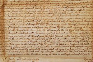 1706 Tulajdonátruházási szerződés Angliában, Leicester megyében plungari ingatlanok ügyében kisbirto...