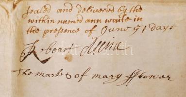 1706 Tulajdonátruházási szerződés Angliában, Leicester megyében plungari ingatlanok ügyében kisbirto...