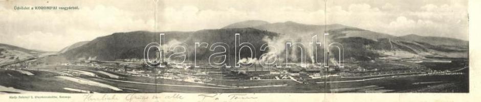 Korompa, Vasgyár; kiadja Balkányi S. könyvkereskedése / iron works, panoramacard (fl)