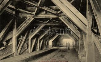 Torda, 100 éves Arany híd belseje; kiadja Füssy József / old bridge