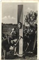 1938 Ipolyság, Bevonulás; a csehszlovák határ bontása / entry of the Hungarian troops, unbuilding the border