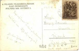 1938 Ipolyság, Bevonulás; a csehszlovák határ bontása / entry of the Hungarian troops, unbuilding th...