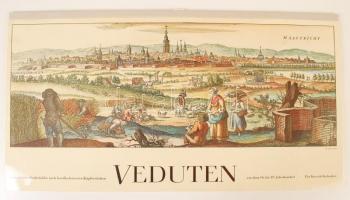 1976 Régi városképes metszeteket ábrázoló falinaptár új állapotban, védőtokban. / Calendar with antique etchings about European cities in new condition 60x30 cm