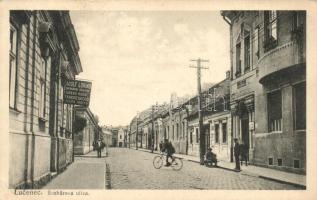 Losonc, Lucenec; Srobárova ulica / utcakép Adolf Lőrinc fakereskedő üzletével / street, shop (EB)
