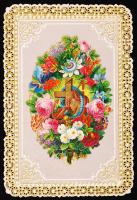 1870 Csipke litho szentkép / Embroided litho holy picture