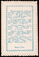 cca 1870 Csipke litho szentkép. Kinyitható / Embroided litho holy picture