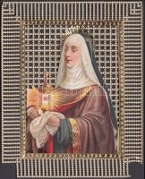 cca 1880 Csipke litho szentkép / Embroided litho holy picture