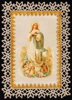 1913 Csipke, selyem litho szentkép. / Embroided litho holy card 8x11 cm