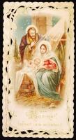 cca 1890 Csipke, litho szentkép. / Embroided litho holy card