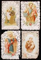 cca 1870-1890 4 db csipke, litho szentkép / Embroided litho greeting cards