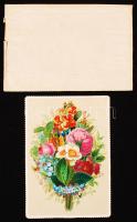 cca 1870 Csipke, litho üdvözlőkártya hozzá való borítékban / Embroided litho greeting card