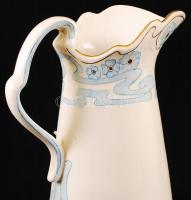 Szecessziós fajansz mosdó készlet, kézzel festett, jelzés nélkül, hibátlan, összesen:4db, kancsó m:3...