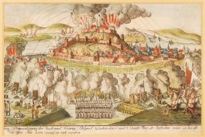 cca 1700 Joseph Eder: Belgrád ostroma. Színezett rézmetszet. / cca 1700 Siege of Belgrade. Colored e...