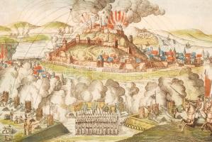 cca 1700 Joseph Eder: Belgrád ostroma. Színezett rézmetszet. / cca 1700 Siege of Belgrade. Colored e...