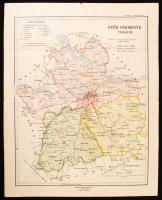 1929 Győr vármegye térképe, rajzolta Kogutowicz Manó, Magyar Földrajzi Intézet Budapest, 27x33 cm