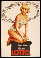 cca 1960 "Nyaraláskor se feledje! Lotto" feliratú plakát, 16x24 cm