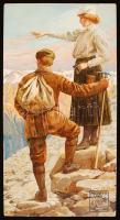cca 1890-1900 JR&S Richter Sammt, Hegymászók, litho reklám, 26x14 cm