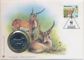 Botswana 1986. "30 éves a WWF /  Zambézi mocsáriantilop" fém emlékérem borítékon alkalmi bélyegzős bélyeggel német nyelvű tájékoztatóval T:1 Botswana 1986. "30th Anniversary WWF / Lechwe" metal commemorative medal on letter with stamp, with information C:UNC
