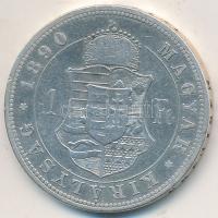 1890KB 1Ft Ag "Ferenc József/Barokk címer" T:2-,3 Adamo M15